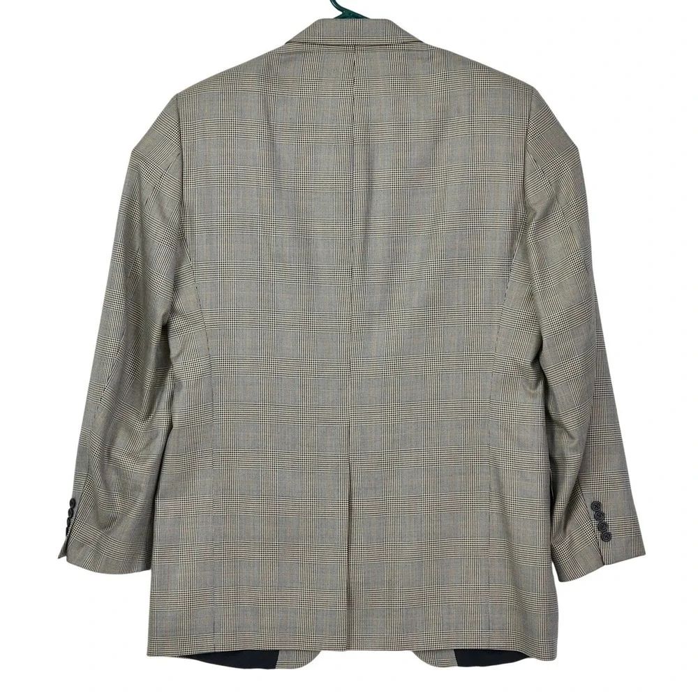John W Nordstrom Mens Sport Coat‎ 44R Brown Houndstooth Silk Wool Blend Blazer